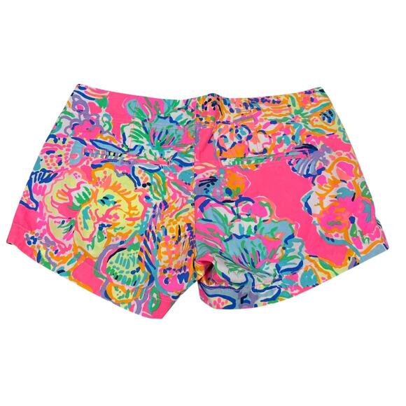 Lilly Pulitzer The Kerrie Shorts Women 00 Pink Tropical Cotton Coral Reef Island - Picture 2 of 9